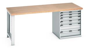 840mm High Benches Bott Bench 2000x900x840mm with MPX Top and 6 Drawer Cabinet